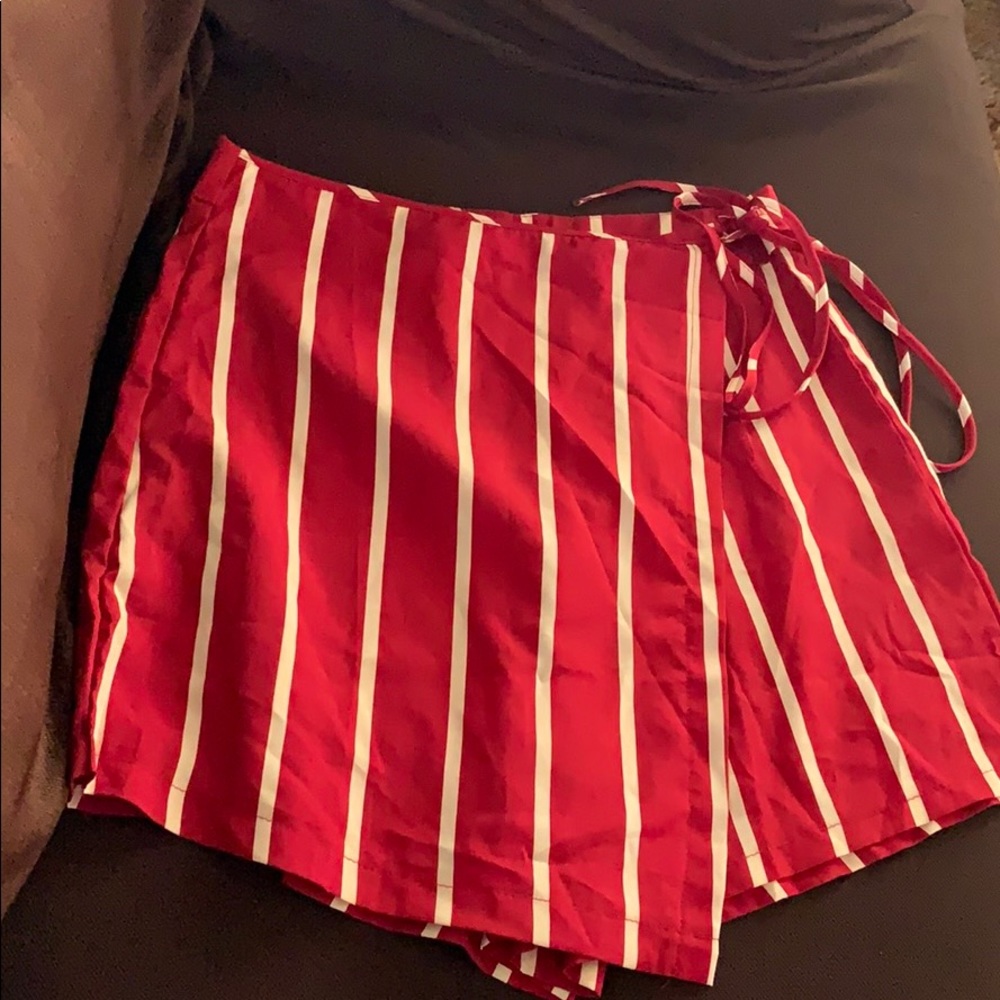 Red and white striped skort